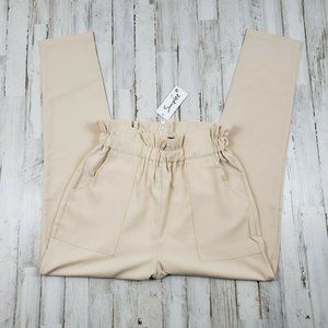 Simplee Womens Pants Beige Two Pocket Slim Leg